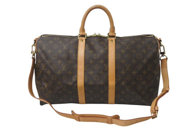 LOUIS VUITTON ルイヴィトン ボストンバッグ M41418 キーポルバンドリエール45 ブラウン PVC ヌメ革 ゴールド金具 良品 中古 4c076510