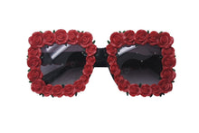 Load image into Gallery viewer, DOLCE &amp; GABBANA ドルチェアンドガッバーナ サングラス ローズ 薔薇 DG4253 ブラック レッド プラスチック 50□27 140 良品 中古 4c076527