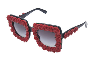 DOLCE & GABBANA ドルチェアンドガッバーナ サングラス ローズ 薔薇 DG4253 ブラック レッド プラスチック 50□27 140 良品 中古 4c076527