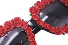 Load image into Gallery viewer, DOLCE &amp; GABBANA ドルチェアンドガッバーナ サングラス ローズ 薔薇 DG4253 ブラック レッド プラスチック 50□27 140 良品 中古 4c076527