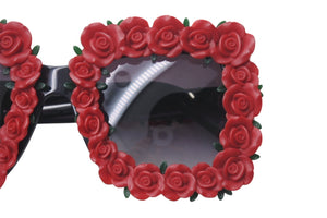 DOLCE & GABBANA ドルチェアンドガッバーナ サングラス ローズ 薔薇 DG4253 ブラック レッド プラスチック 50□27 140 良品 中古 4c076527