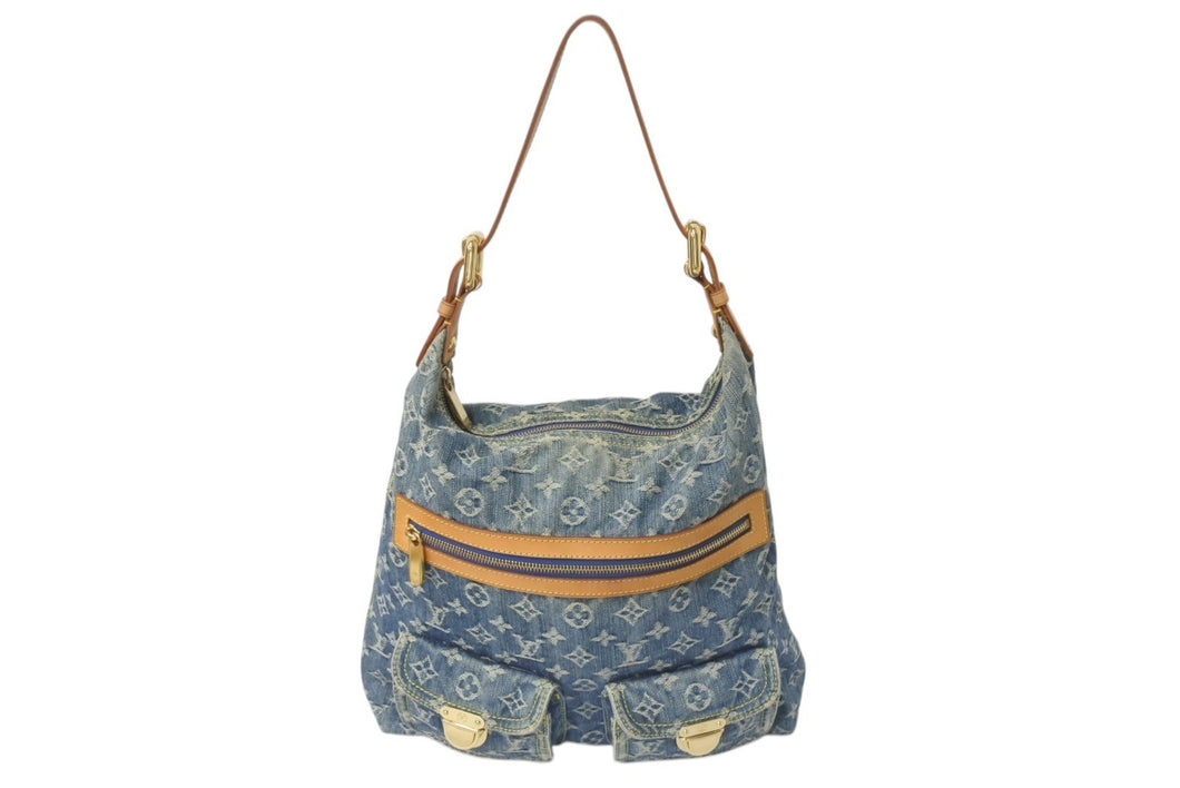 LOUIS VUITTON ルイヴィトン バギーGM ショルダーバッグ M95048 モノグラムデニム ブルー ベージュ 美品 中古 4c076459