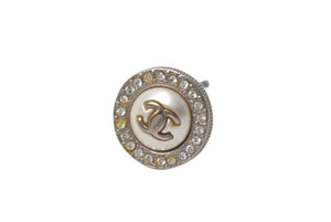 CHANEL シャネル ラウンド ココマーク パール ラインストーン ピアス シルバー メタル ロゴ 4g A18P アクセサリー ジュエリー 小物 美品 中古 4c076563