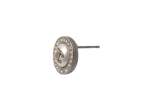 CHANEL シャネル ラウンド ココマーク パール ラインストーン ピアス シルバー メタル ロゴ 4g A18P アクセサリー ジュエリー 小物 美品 中古 4c076563