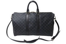 Load image into Gallery viewer, LOUISVUITTON ルイヴィトン キーポルバンドリエール45 ボストンバッグ N41418 ダミエグラフィット ブラック 美品 中古 4c076503
