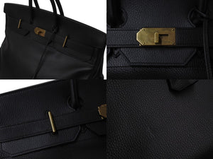 HERMES エルメス ハンドバッグ オータクロア50 ブラック アルデンヌ ブロンズ金具 ○X刻印 中古 4c076580