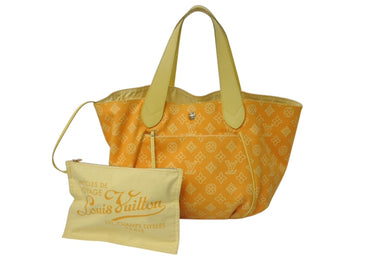 LOUIS VUITTON ルイヴィトン カバ イパネマPM トートバッグ M95985 リバーシブル イエロー コットンキャンバス レザー ゴールド金具 美品 中古 4c076596