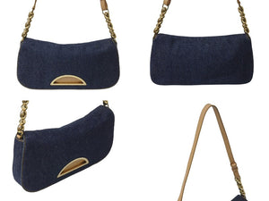 Christian Dior クリスチャンディオール ワンショルダーバッグ MA1929 デニム レザー インディゴブルー ゴールド金具 美品 中古 4c076638