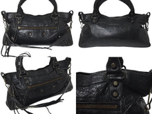 Load image into Gallery viewer, BALENCIAGA バレンシアガ シティ 2WAYハンドバッグ ワンショルダーバッグ 103208 ブラック レザー アンティークゴールド 美品 中古 4c076640