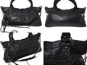 BALENCIAGA バレンシアガ シティ 2WAYハンドバッグ ワンショルダーバッグ 103208 ブラック レザー アンティークゴールド 美品 中古 4c076640