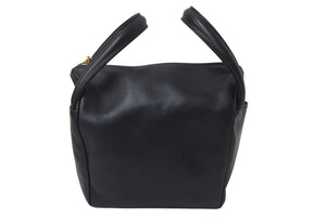 CHRISTIAN DIOR クリスチャンディオール ハンドバッグ ロゴ チャーム イタリア製 レザー ブラック ゴールド金具 美品 中古 4c076641