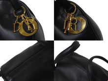 Load image into Gallery viewer, CHRISTIAN DIOR クリスチャンディオール ハンドバッグ ロゴ チャーム イタリア製 レザー ブラック ゴールド金具 美品 中古 4c076641