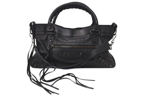 BALENCIAGA バレンシアガ ザ ファースト 2WAY ハンドバッグ ショルダーバッグ 10周年記念 103208 ブラック 美品 中古 4c076642