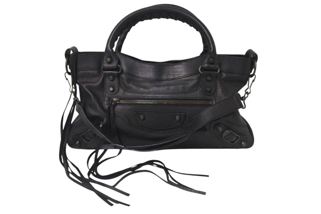 BALENCIAGA バレンシアガ ザ ファースト 2WAY ハンドバッグ ショルダーバッグ 10周年記念 103208 ブラック 美品 中古 4c076642