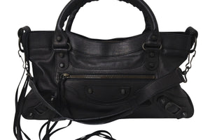 BALENCIAGA バレンシアガ ザ ファースト 2WAY ハンドバッグ ショルダーバッグ 10周年記念 103208 ブラック 美品 中古 4c076642