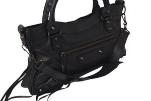 BALENCIAGA バレンシアガ ザ ファースト 2WAY ハンドバッグ ショルダーバッグ 10周年記念 103208 ブラック 美品 中古 4c076642