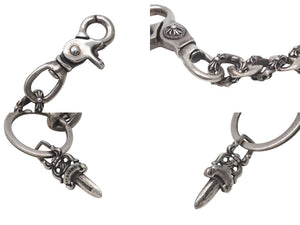 CHROME HEARTS クロムハーツ CLIP CHAIN FANCY LONG ファンシー ロングクリップ キーチェーン 8リンク ダガー 約:93.7g 美品 中古 4c076680