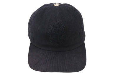 CHROME HEARTS クロムハーツ ヴァインダガー刺繍 クロスボール付き コーデュロイ トラッカー キャップ ブラック 美品 中古 4c076689
