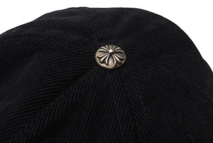 CHROME HEARTS クロムハーツ ヴァインダガー刺繍 クロスボール付き コーデュロイ トラッカー キャップ ブラック 美品 中古 4c076689