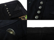 Load image into Gallery viewer, Excellent condition CHROME HEARTS JEAN STRTLG FBRC denim cross patch straight leg denim pants in black leopard print, size 34, pre-owned, item number 4c076690 