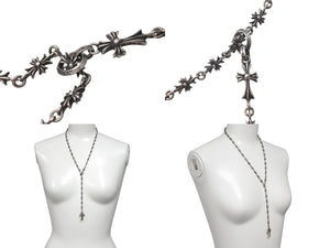 CHROME HEARTS Chrome Hearts Tiny Fat Cross Tiny E CH Plus Rosary Choke Chain Necklace, 38.5g, Excellent Condition, Pre-owned, Item Number: 4c076694 