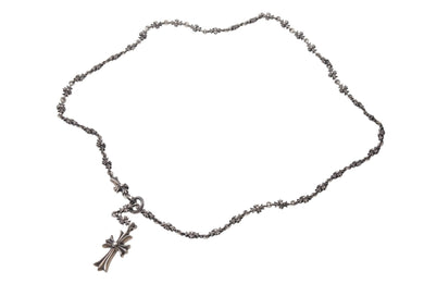 CHROME HEARTS クロムハーツ クロムハーツ タイニーファットクロス タイニーE CHプラス ロザリオチョークチェーン ネックレス 38.5g 美品 中古 4c076694