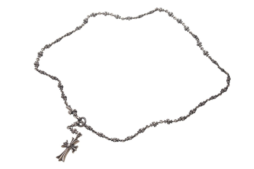 CHROME HEARTS Chrome Hearts Tiny Fat Cross Tiny E CH Plus Rosary Choke Chain Necklace, 38.5g, Excellent Condition, Pre-owned, Item Number: 4c076694 