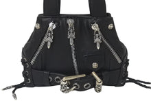 Load image into Gallery viewer, 新品未使用 CHROME HEARTS クロムハーツ JJ DEAN MINI JJディーン ミニ ハンドバッグ ライダース ブラック レザー シルバ−925 中古 4c076709
