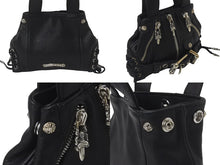 Load image into Gallery viewer, 新品未使用 CHROME HEARTS クロムハーツ JJ DEAN MINI JJディーン ミニ ハンドバッグ ライダース ブラック レザー シルバ−925 中古 4c076709