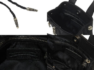 新品未使用 CHROME HEARTS クロムハーツ JJ DEAN MINI JJディーン ミニ ハンドバッグ ライダース ブラック レザー シルバ−925 中古 4c076709