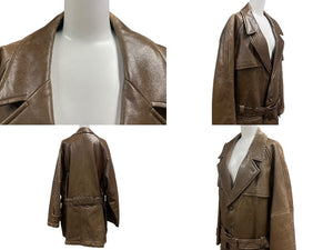 Christian Dior クリスチャンディオール Leather Coat Khaki Brown コート カーキブラウン系 レザー サイズL 美品 中古 4c076712