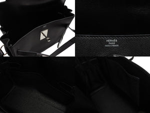 HERMES エルメス ショルダーバッグ ケリーメッセンジャーバッグ エバーグレイン ブラック シルバー金具 W刻印 美品 中古 4b007805