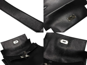 HERMES エルメス ショルダーバッグ ケリーメッセンジャーバッグ エバーグレイン ブラック シルバー金具 W刻印 美品 中古 4b007805