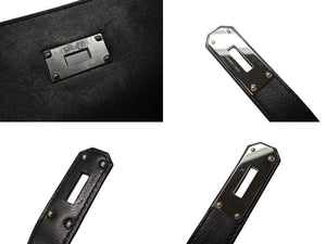 HERMES エルメス ショルダーバッグ ケリーメッセンジャーバッグ エバーグレイン ブラック シルバー金具 W刻印 美品 中古 4b007805