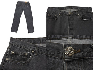 新品同様 CHROME HEARTS クロムハーツ LEVI'S 501 デニムパンツ クロスボールボタン ブラック サイズ34 中古 4b008053