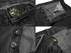新品同様 CHROME HEARTS クロムハーツ LEVI'S 501 デニムパンツ クロスボールボタン ブラック サイズ34 中古 4b008053