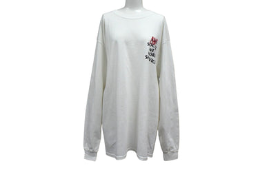 極美品 DUALISM デュアリズム NOT ANTI SNS 長袖Ｔシャツ ホワイト DLSM フォロワー1万人記念 コットン プリント サイズL 中古 4b000895
