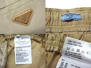 極美品 PRADA プラダ パンツ ストレートカット ロゴプレート P289H S000 1BMS ベージュ コットン サイズ36 中古 4b000947 