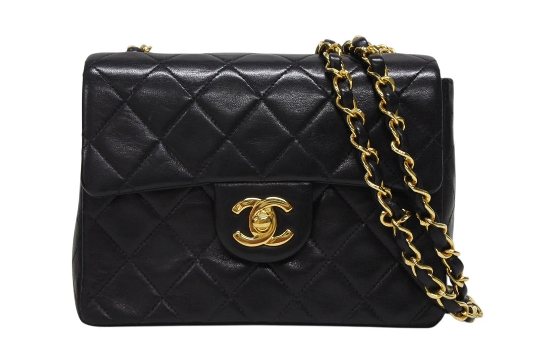 CHANEL シャネル ミニマトラッセ17 Sフラップ Sチェーンショルダーバッグ 1番台 ラムスキン ココマーク ブラック 美品 中古 4b009874