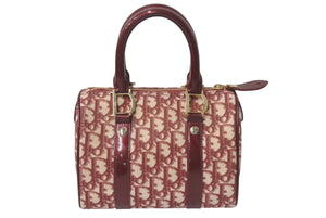 Christian Dior クリスチャンディオール トロッター ミニハンドバッグ PZ0052 レッド ロゴ 鞄 ゴールド 美品 中古 4c075976
