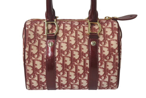 Christian Dior クリスチャンディオール トロッター ミニハンドバッグ PZ0052 レッド ロゴ 鞄 ゴールド 美品 中古 4c075976