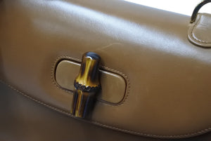 GUCCI グッチ バンブー 2WAYバッグ 000・01・0633 レザー ブラウン イタリア製 ゴールド金具 美品 中古 4b002672