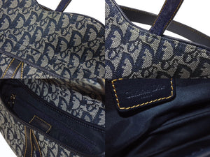 極美品 Christian Dior クリスチャンディオール サドルバッグ ワンショルダーバッグ トロッター ネイビー ガリアーノ期 中古 4b005672