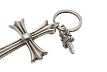 Load image into Gallery viewer, CHROME HEARTS クロムハーツ ラージCHクロス キーリング Wダガー 重量約51.2g STERLING刻印 スターリングシルバー 美品 中古 4b007669