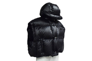 極美品 PRADA プラダ クロップド コンバーチブル ダウンジャケット 291973_11A9_F0002_S_212 定価357,500 ブラック サイズ36 中古 4c076475 
