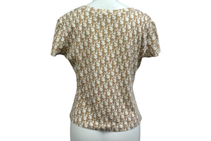 CHRISTIAN DIOR クリスチャンディオール John Galliano Era ジョンガリアーノ期 Vネック Tシャツ トロッター柄 刺繍 5E16155951 美品 中古 4c076550 