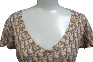 CHRISTIAN DIOR クリスチャンディオール John Galliano Era ジョンガリアーノ期 Vネック Tシャツ トロッター柄 刺繍 5E16155951 美品 中古 4c076550 
