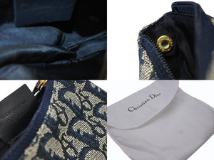 極美品 Christian Dior クリスチャンディオール サドルコインケース 小銭入れ TR 0032 ネイビー トロッター柄 ガリアーノ期 中古 4b006281