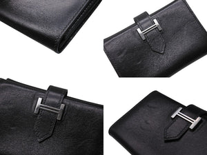 HERMES エルメス べアンミニ カードケース 名刺入れ ボックスカーフ ブラック シルバー金具 ◻︎G刻印 良品 中古 4b006204
