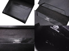 Load image into Gallery viewer, HERMES エルメス べアンミニ カードケース 名刺入れ ボックスカーフ ブラック シルバー金具 ◻︎G刻印 良品 中古 4b006204